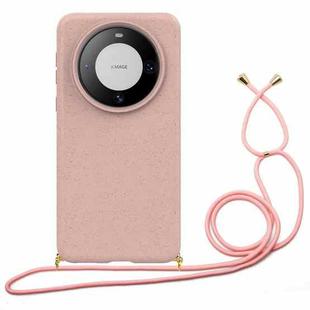 For Huawei Mate 60 Wheat Straw Material + TPU Phone Case with Lanyard(Pink)