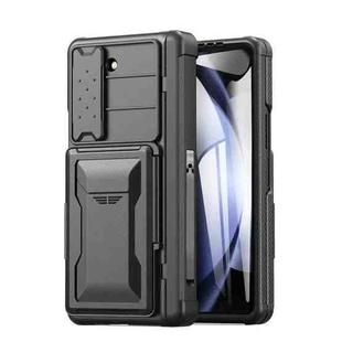 For Samsung Galaxy Z Fold5 Integrated Full Coverage Phone Case with Holder / Card Slot(Black)