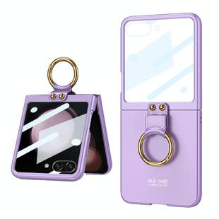 For Samsung Galaxy Z Flip5 GKK Integrated Ultra-thin PC Ring Holder Phone Case(Purple)