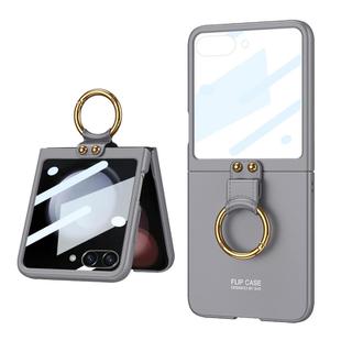 For Samsung Galaxy Z Flip5 GKK Integrated Ultra-thin PC Ring Holder Phone Case(Grey)