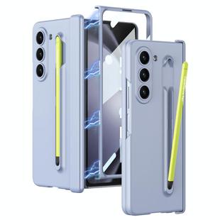 For Samsung Galaxy Z Fold5 5G GKK Integrated Fold Hinge Phone Case with Pen Slots, No Include Pen(Blue)