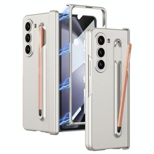 For Samsung Galaxy Z Fold5 5G GKK Integrated Fold Hinge Phone Case with Pen Slots, No Include Pen(Silver)
