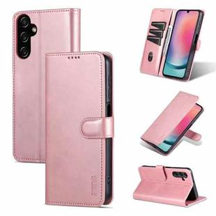 For Samsung Galaxy A15 AZNS Skin Feel Calf Texture Flip Leather Phone Case(Rose Gold)