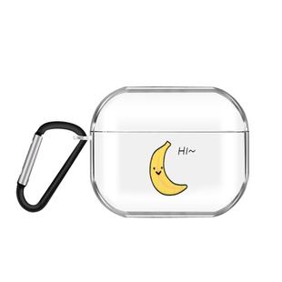 For AirPods Pro 3 Cartoon Pattern Transparent TPU Earphone Case with Keychain(Banana)