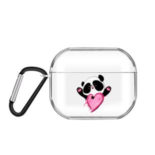 For AirPods Pro 3 Cartoon Pattern Transparent TPU Earphone Case with Keychain(Love Panda)