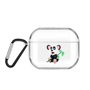 For AirPods Pro 3 Cartoon Pattern Transparent TPU Earphone Case with Keychain(Panda)