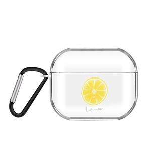 For AirPods Pro 3 Cartoon Pattern Transparent TPU Earphone Case with Keychain(lemon)