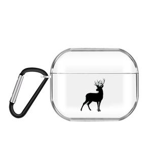 For AirPods Pro 3 Cartoon Pattern Transparent TPU Earphone Case with Keychain(Deer)