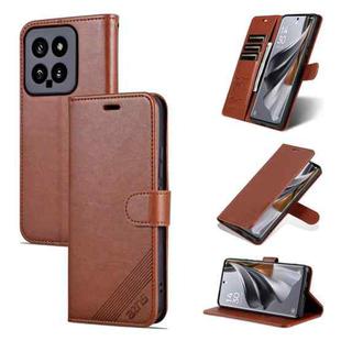 For Xiaomi 14 AZNS Sheepskin Texture Flip Leather Phone Case(Brown)