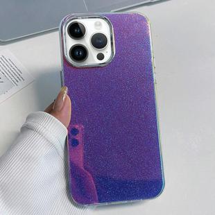 For iPhone 15 Pro Max Electroplated Frame IMD Glitter Powder Phone Case(Blue)