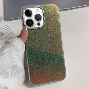 For iPhone 15 Pro Electroplated Frame IMD Glitter Powder Phone Case(Green)