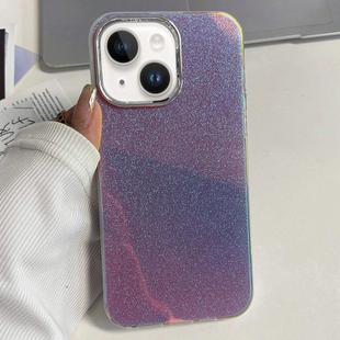 For iPhone 14 Plus Electroplated Frame IMD Glitter Powder Phone Case(Pink)