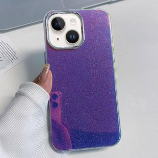 For iPhone 14 Plus Electroplated Frame IMD Glitter Powder Phone Case(Blue)