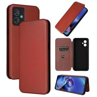 For Motorola Moto G54 5G Carbon Fiber Texture Flip Leather Phone Case(Brown)