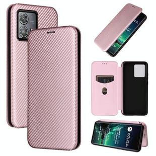 For Motorola Edge 40 Neo Carbon Fiber Texture Flip Leather Phone Case(Pink)