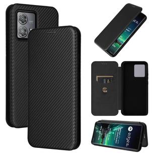 For Motorola Edge 40 Neo Carbon Fiber Texture Flip Leather Phone Case(Black)