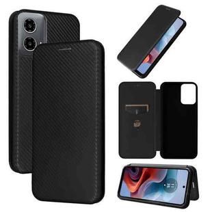 For Motorola Moto G34 5G Carbon Fiber Texture Flip Leather Phone Case(Black)