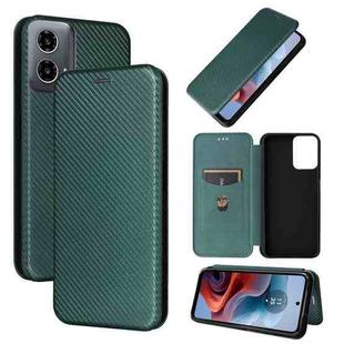 For Motorola Moto G34 5G Carbon Fiber Texture Flip Leather Phone Case(Green)