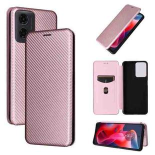 For Motorola Moto G04 / G24 Carbon Fiber Texture Flip Leather Phone Case(Pink)