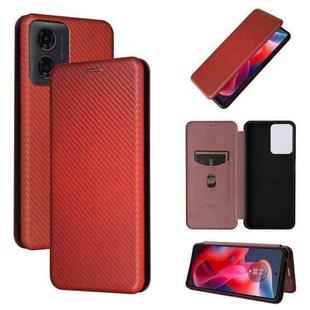 For Motorola Moto G04 / G24 Carbon Fiber Texture Flip Leather Phone Case(Brown)