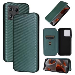 For Motorola Edge 50 Pro Carbon Fiber Texture Flip Leather Phone Case(Green)