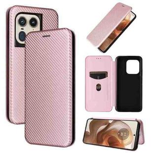 For Motorola Edge 50 Ultra Carbon Fiber Texture Flip Leather Phone Case(Pink)