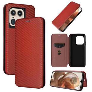 For Motorola Edge 50 Ultra Carbon Fiber Texture Flip Leather Phone Case(Brown)