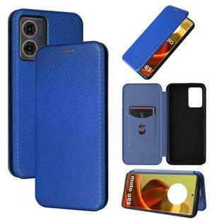 For Motorola Moto G85 Carbon Fiber Texture Flip Leather Phone Case(Blue)