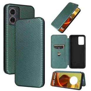 For Motorola Moto G85 Carbon Fiber Texture Flip Leather Phone Case(Green)