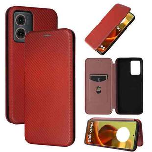 For Motorola Moto G85 Carbon Fiber Texture Flip Leather Phone Case(Brown)