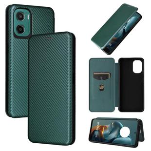 For Motorola Moto G05 / E15 Carbon Fiber Texture Flip Leather Phone Case(Green)