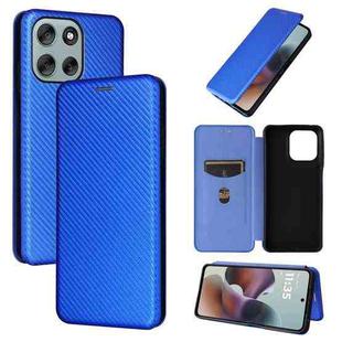 For Motorola Moto G56 / G66j / G66y 5G Carbon Fiber Texture Flip Leather Phone Case(Blue)