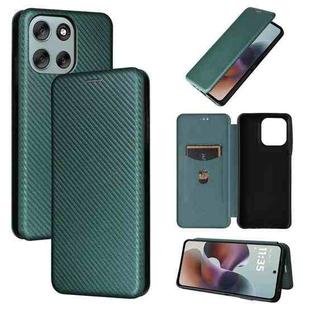 For Motorola Moto G56 / G66j / G66y 5G Carbon Fiber Texture Flip Leather Phone Case(Green)