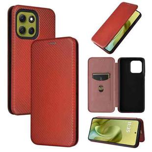 For Motorola Moto G86 5G Carbon Fiber Texture Flip Leather Phone Case(Brown)