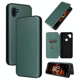 For Orbic Fun+ 4G Carbon Fiber Texture Flip Leather Phone Case(Green)