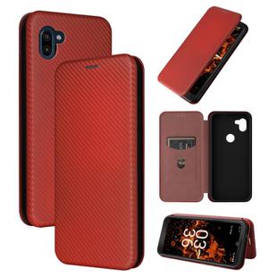 For Orbic Fun+ 4G Carbon Fiber Texture Flip Leather Phone Case(Brown)