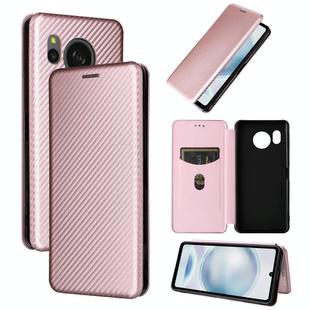 For Sharp Aquos Sense8 Carbon Fiber Texture Flip Leather Phone Case(Pink)