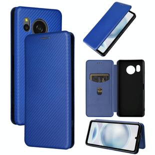 For Sharp Aquos Sense8 Carbon Fiber Texture Flip Leather Phone Case(Blue)
