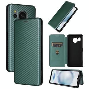 For Sharp Aquos Sense8 Carbon Fiber Texture Flip Leather Phone Case(Green)