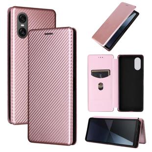 For Sony Xperia 10 VI 2024 Carbon Fiber Texture Flip Leather Phone Case(Pink)