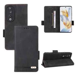 For Honor 90 Magnetic Clasp Flip Leather Phone Case(Black)