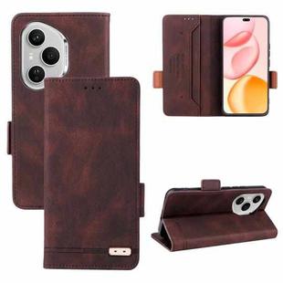 For Honor 400 Pro Global 160.8mm Magnetic Clasp Flip Leather Phone Case(Brown)