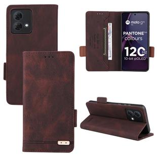 For Motorola Moto G84 5G Magnetic Clasp Leather Phone Case(Brown)