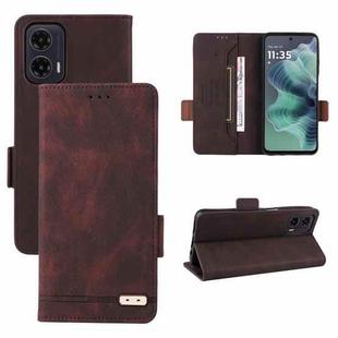 For Motorola Moto G35 5G Magnetic Clasp Leather Phone Case(Brown)