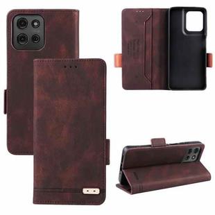 For Motorola Moto G75 5G Magnetic Clasp Leather Phone Case(Brown)