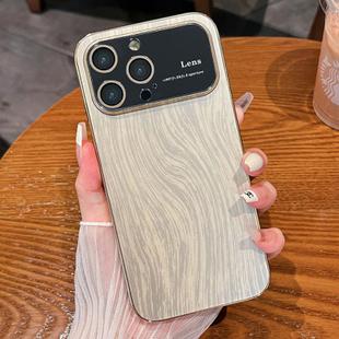For iPhone 11 Pro Max Wood Grain Large Window Electroplated + Acrylic Phone Case(Gold)