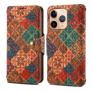 For iPhone 11 Pro Denior Flower Language Series Cork Fabric Oil Edge Leather Phone Case(Winter)