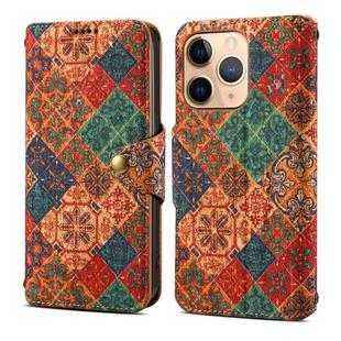 For iPhone 11 Pro Max Denior Flower Language Series Cork Fabric Oil Edge Leather Phone Case(Winter)