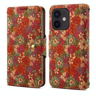 For iPhone 12 Denior Flower Language Series Cork Fabric Oil Edge Leather Phone Case(Summer)