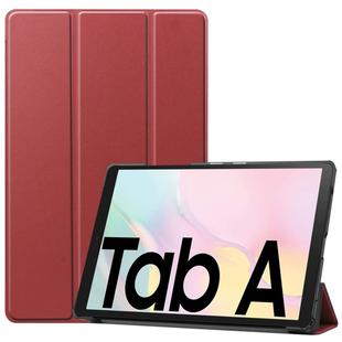 For Samsung Galaxy Tab A7 2020 T500 Custer Texture Horizontal Flip Leather Case with Three-folding Holder & Sleep / Wake-up Function(Wine Red)